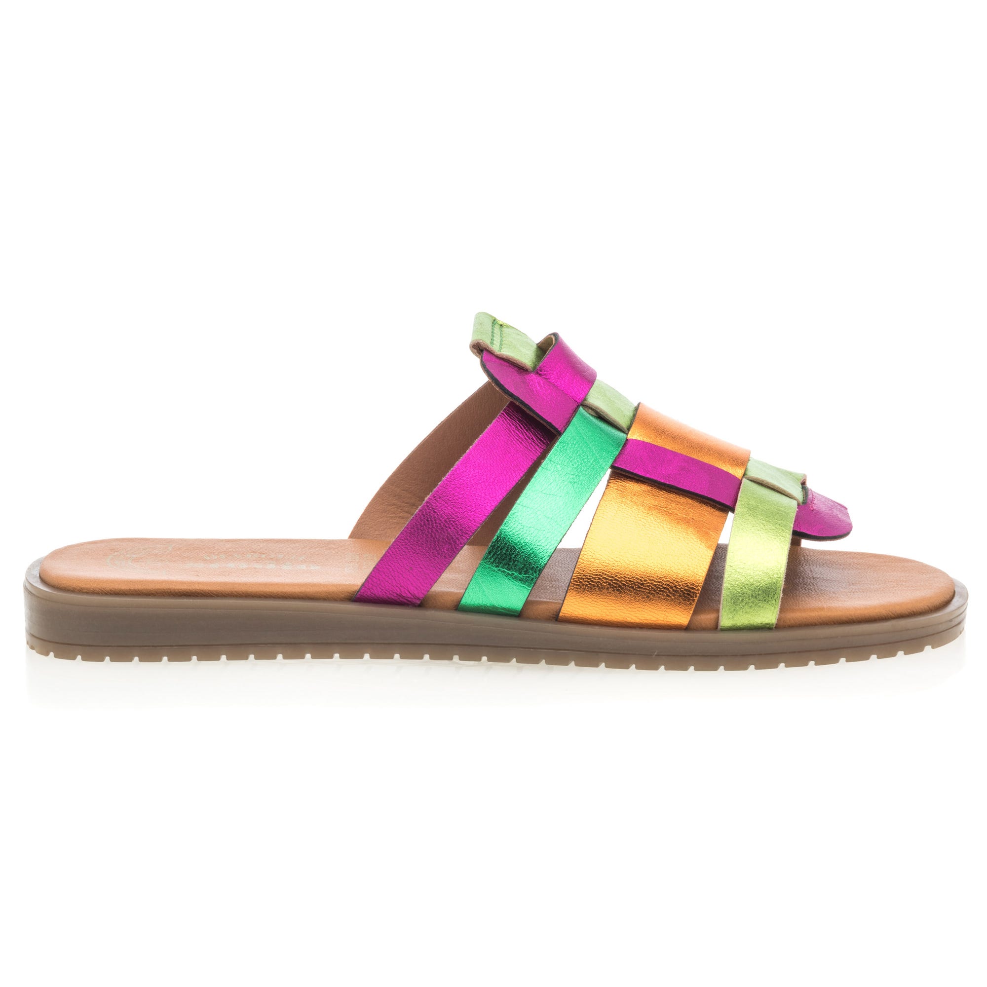 Mules Femme en cuir orange