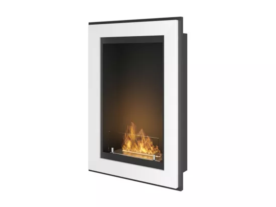 Cheminée au bioéthanol encastrable Frame 550 SimpleFire blanche avec verre