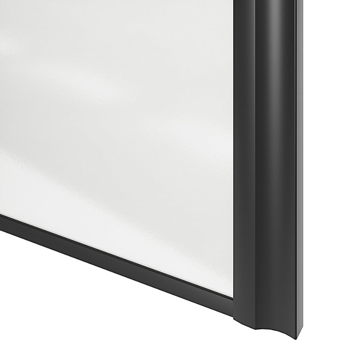 Porte de placard coulissante atelier blanc brillant profil noir GoodHome Arius H. 248,5 x L. 91.2 cm + amortisseurs