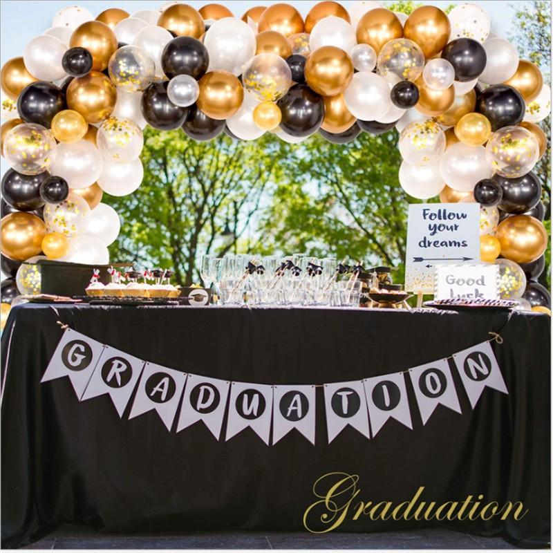 (123-tlg. Set) Party Ballons Luftballons mit Konfetti - Schwarz / Gold