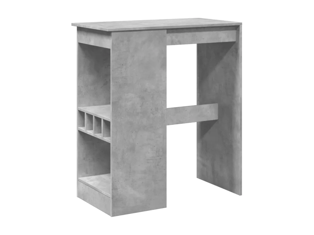 Table de bar avec étagères gris béton bois d'ingénierie