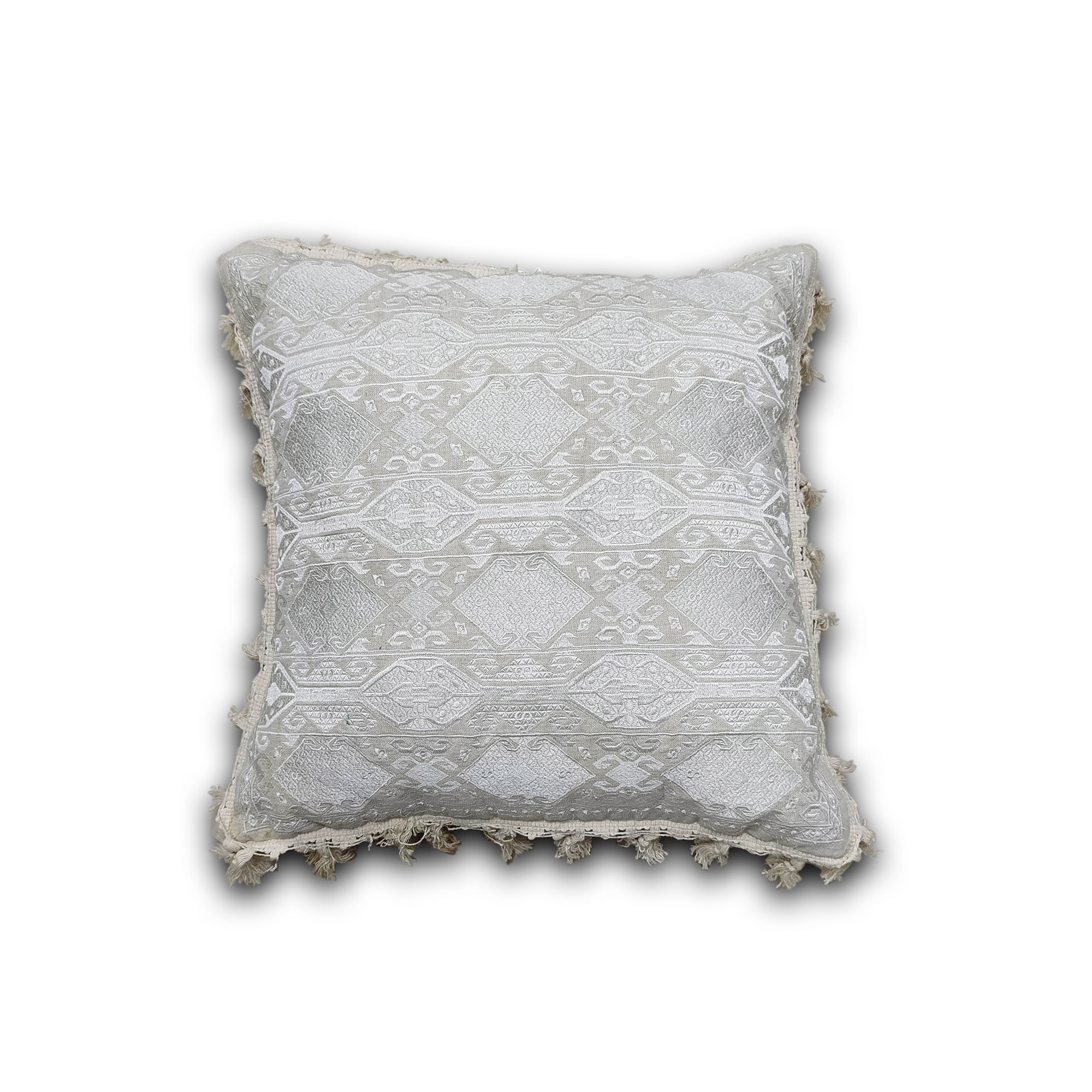 Brokat-Kissen, grau, weiß, 50 cm, B 50 cm von fischer's lagerhaus