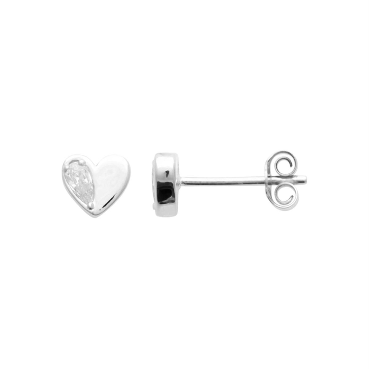 Boucles d'oreilles petit coeur et goutte d'oxyde de zirconium Argent 925 Rhodié