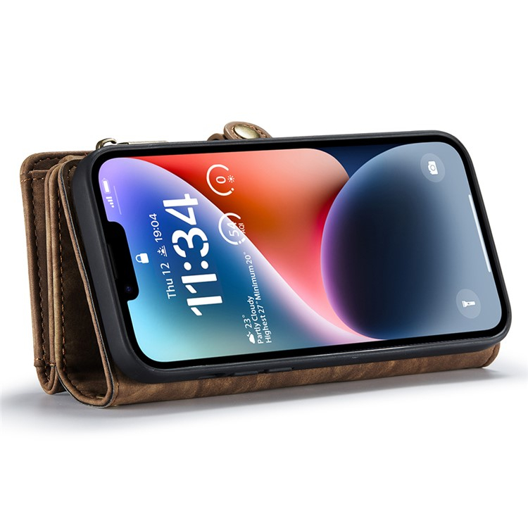 iPhone 15 2in1 Leder Tasche   Magnet Hardcase Karten Etui - Braun