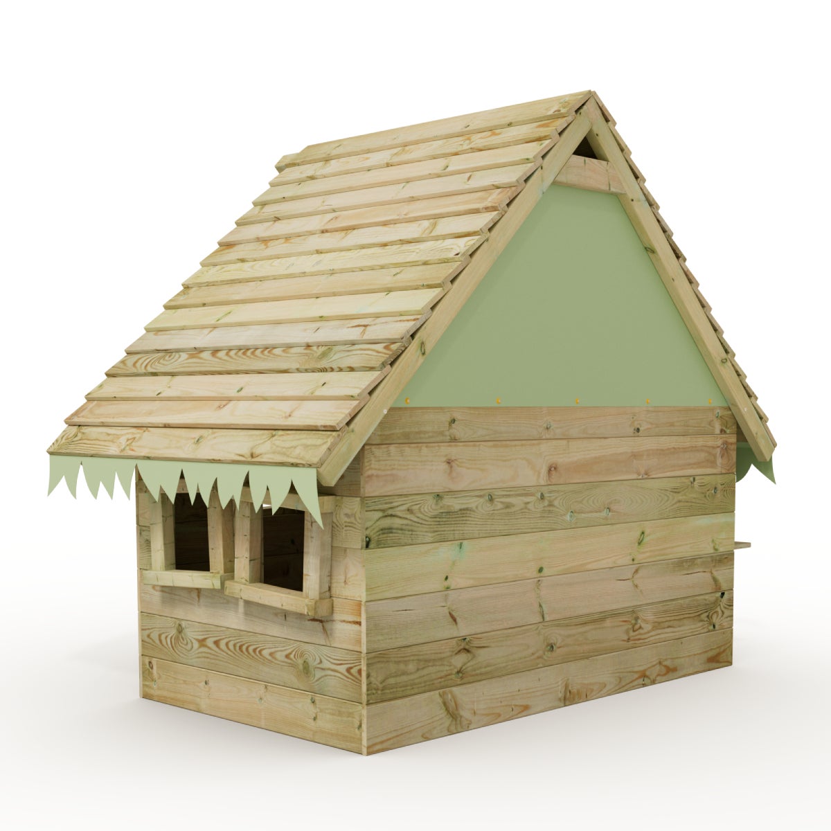 WICKEY Kinder Speelhuis Tipi met Houten Dak en Raam - Pastel Roze