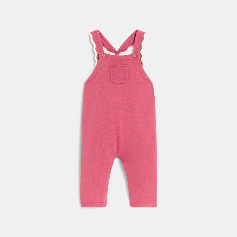 Salopette en maille tricot et body rose bébé fille Mauve Violet
