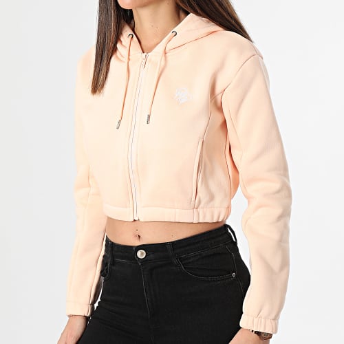 Sweat Zippé Capuche Crop Femme F243312 Saumon