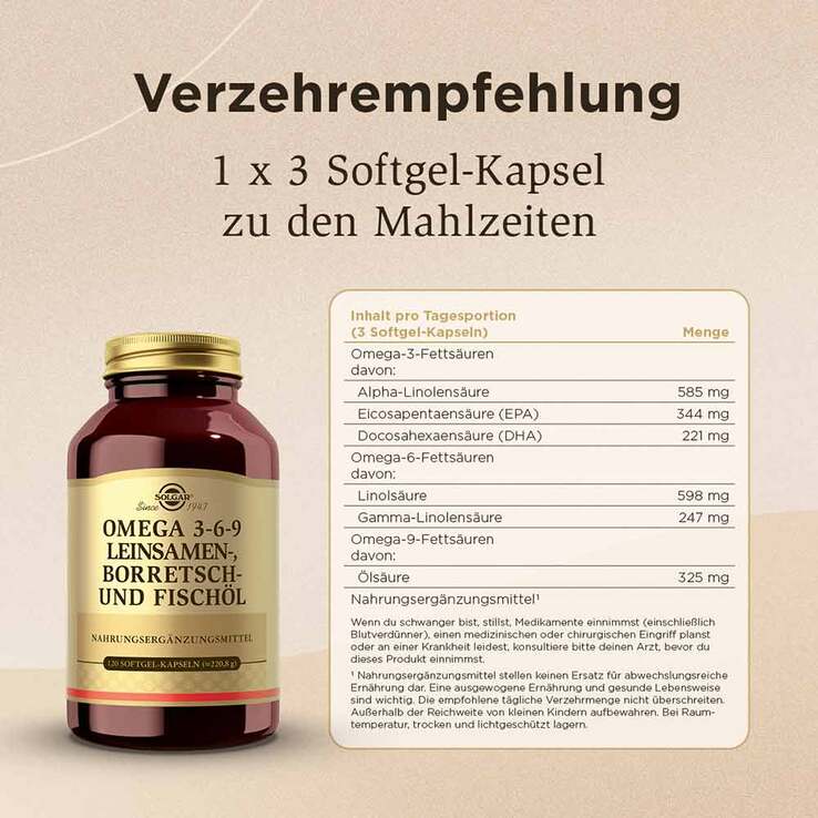 Solgar Omega 3 - 6 - 9 Kapseln, 120 St