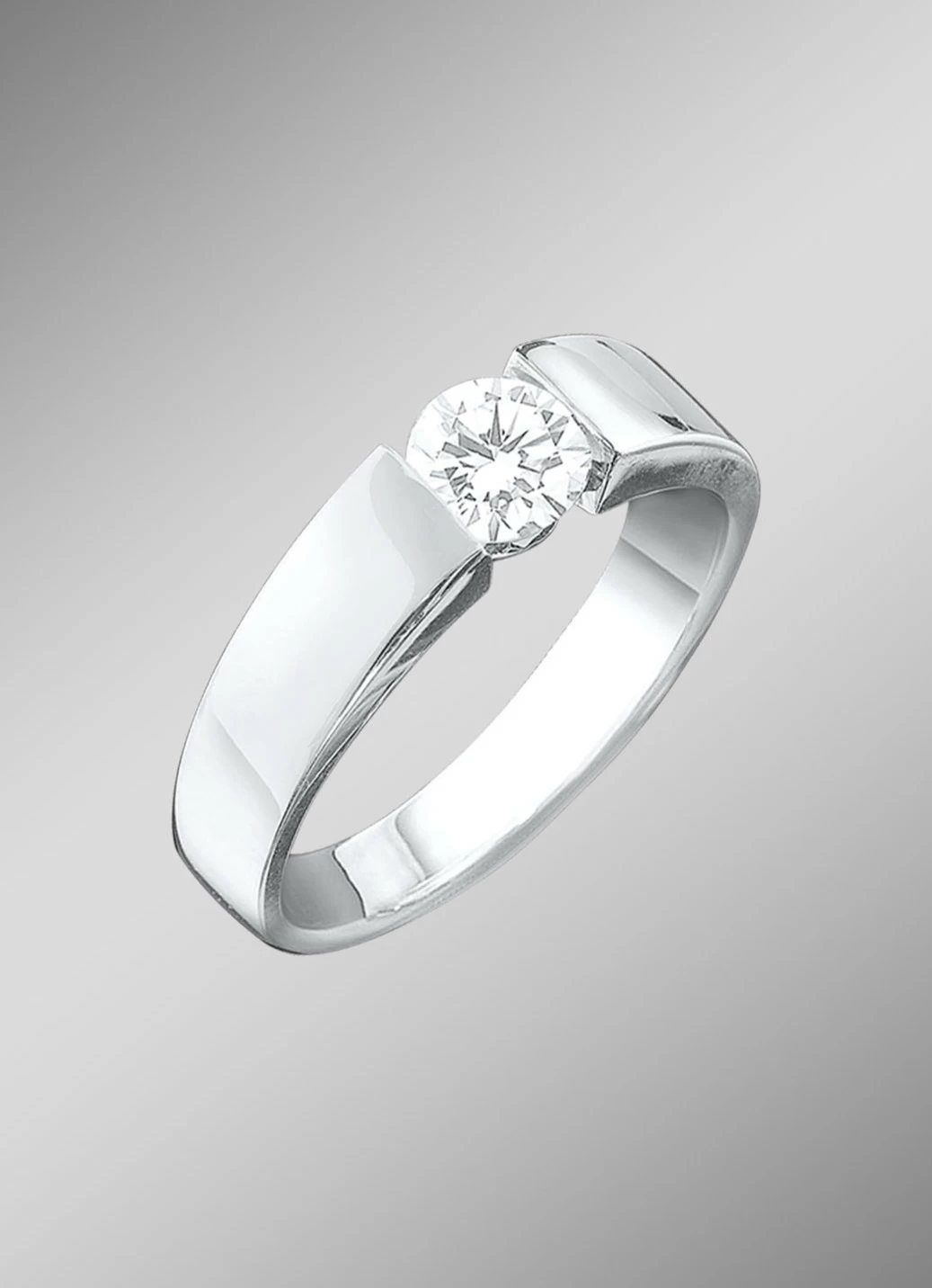 Eleganter Damenring in Weißgold mit Brillant