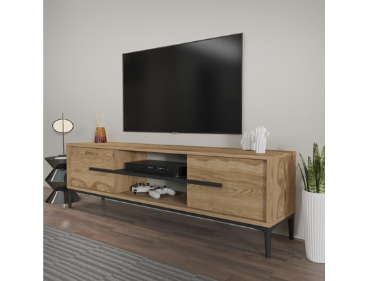 CONCEPT1 - Meuble TV Eslem - Chêne, Noir 120 x 43,6 x 29,6