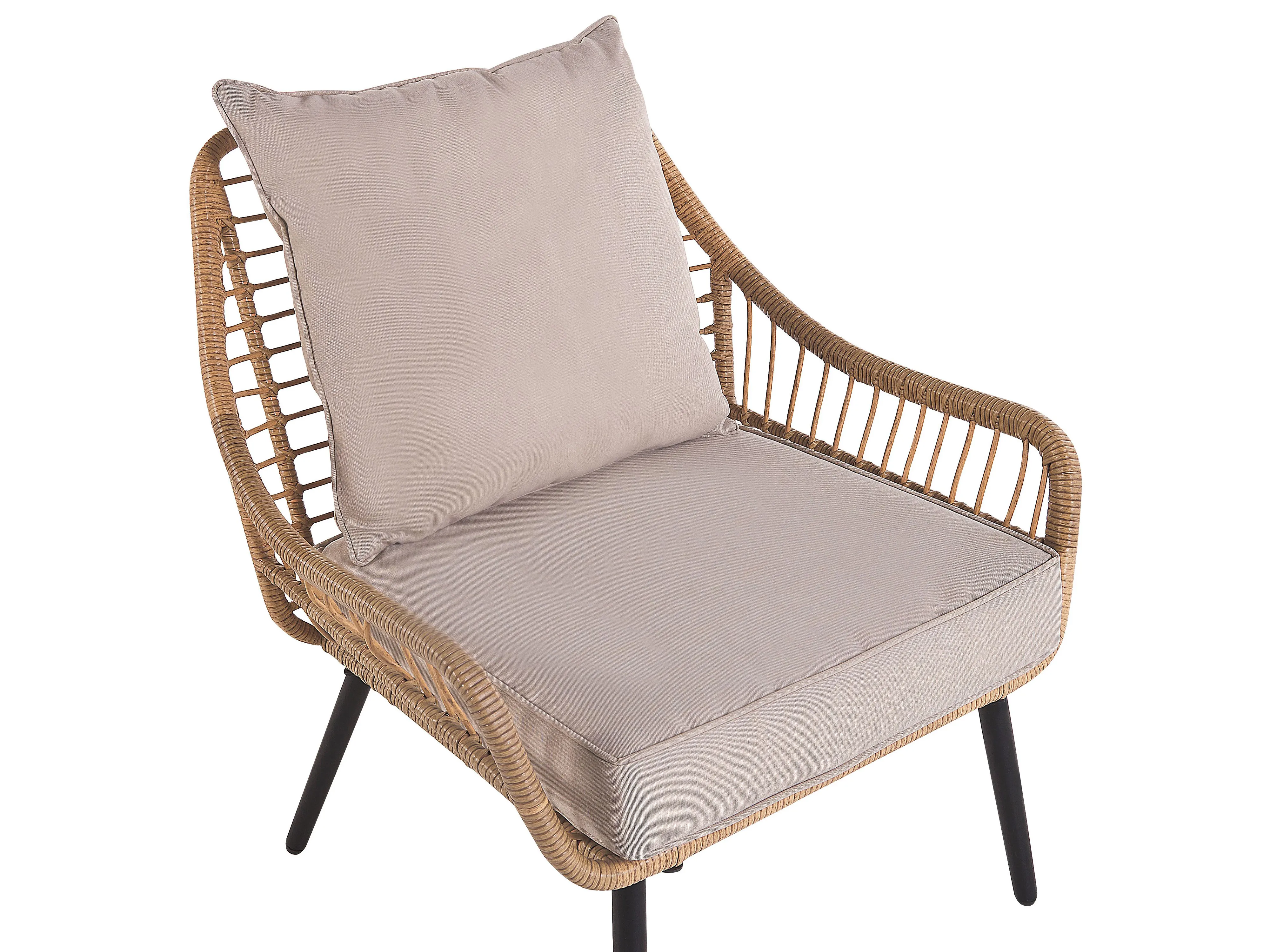 Bistroset met kussens LAURETO PE rotan Natuurlijk