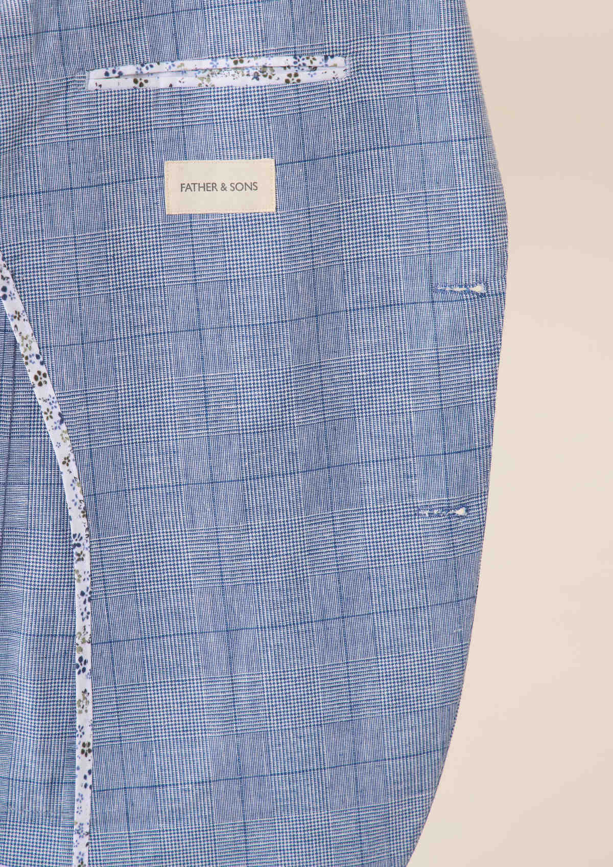 Veste coordonnable Regular en coton et lin bleu azur Prince de Galles