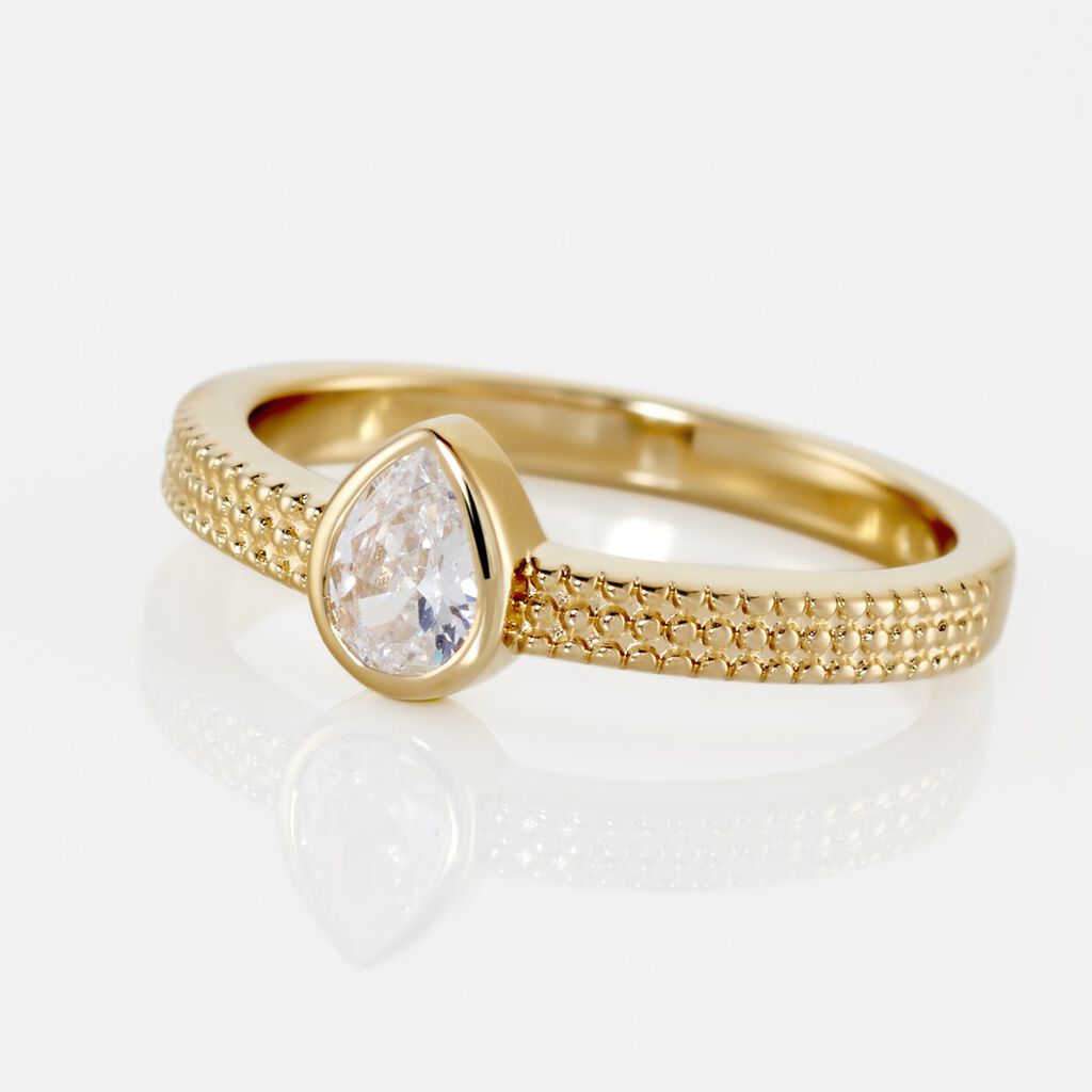 Bague Plaqué Or Lame Oxyde De Zirconium
