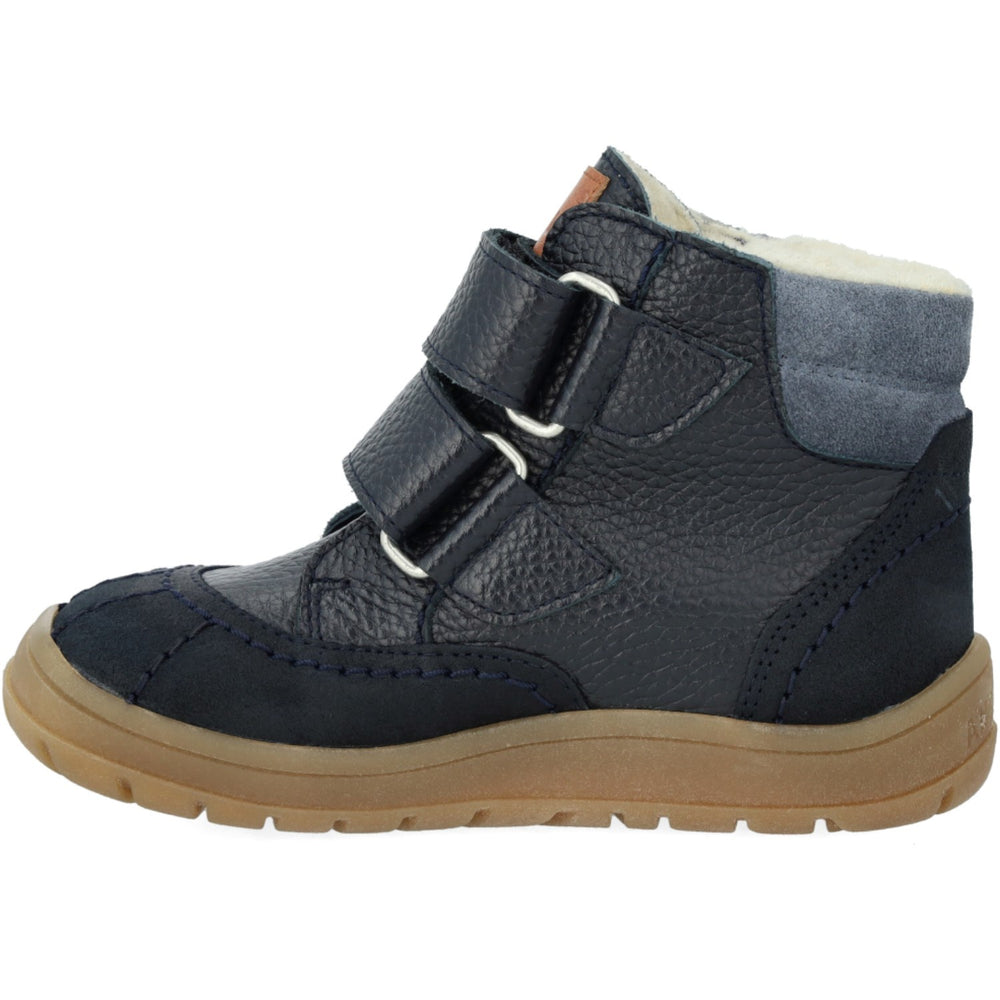 Køb Angulus Navy/Tan/Blue Fog Velcro TEX-støvle Med Ekstra Slidstærke Detaljer