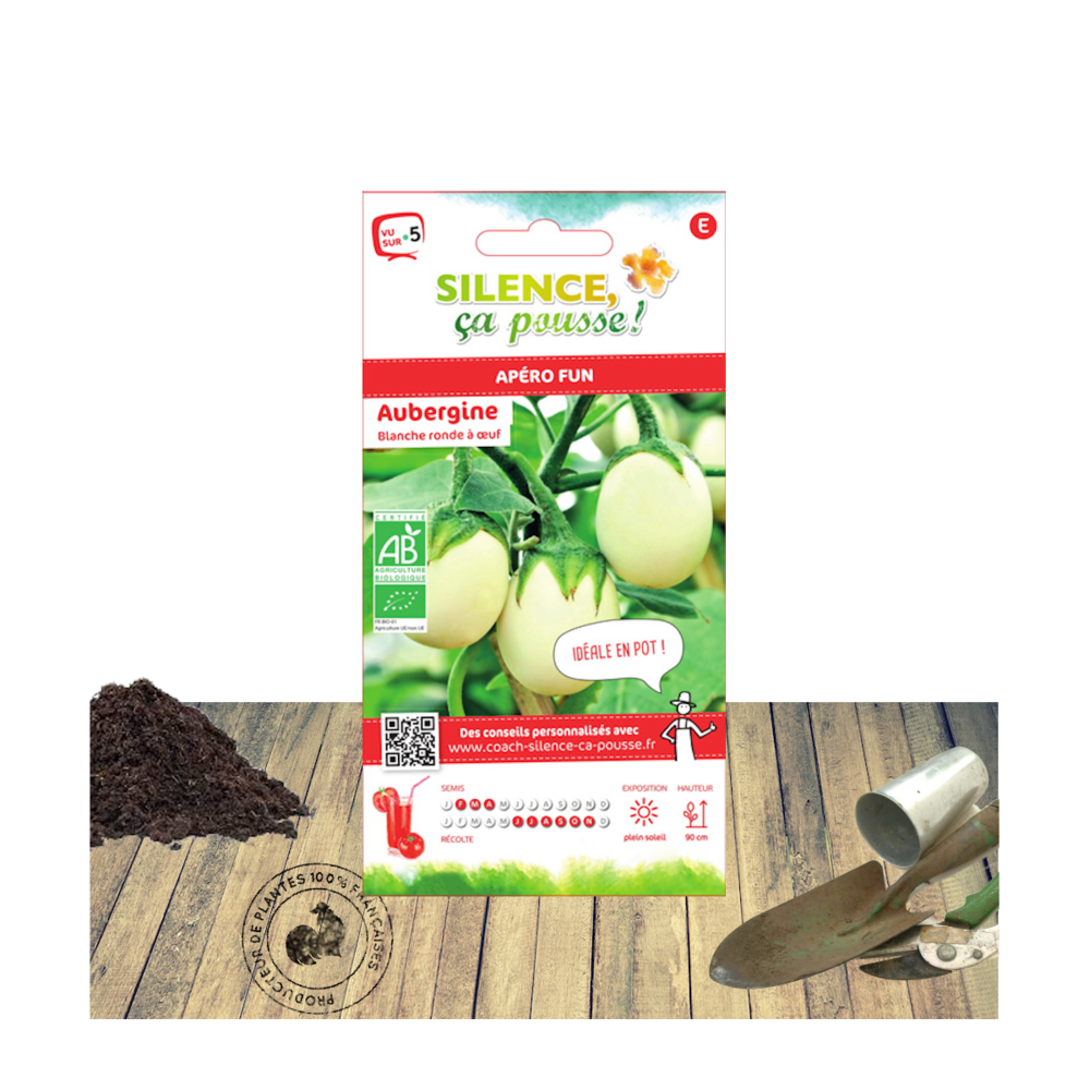 Graines d'aubergine blanche ronde à oeuf ab/solanum melongena blanche ronde à oeuf[-]sachet de 0,30 gr.