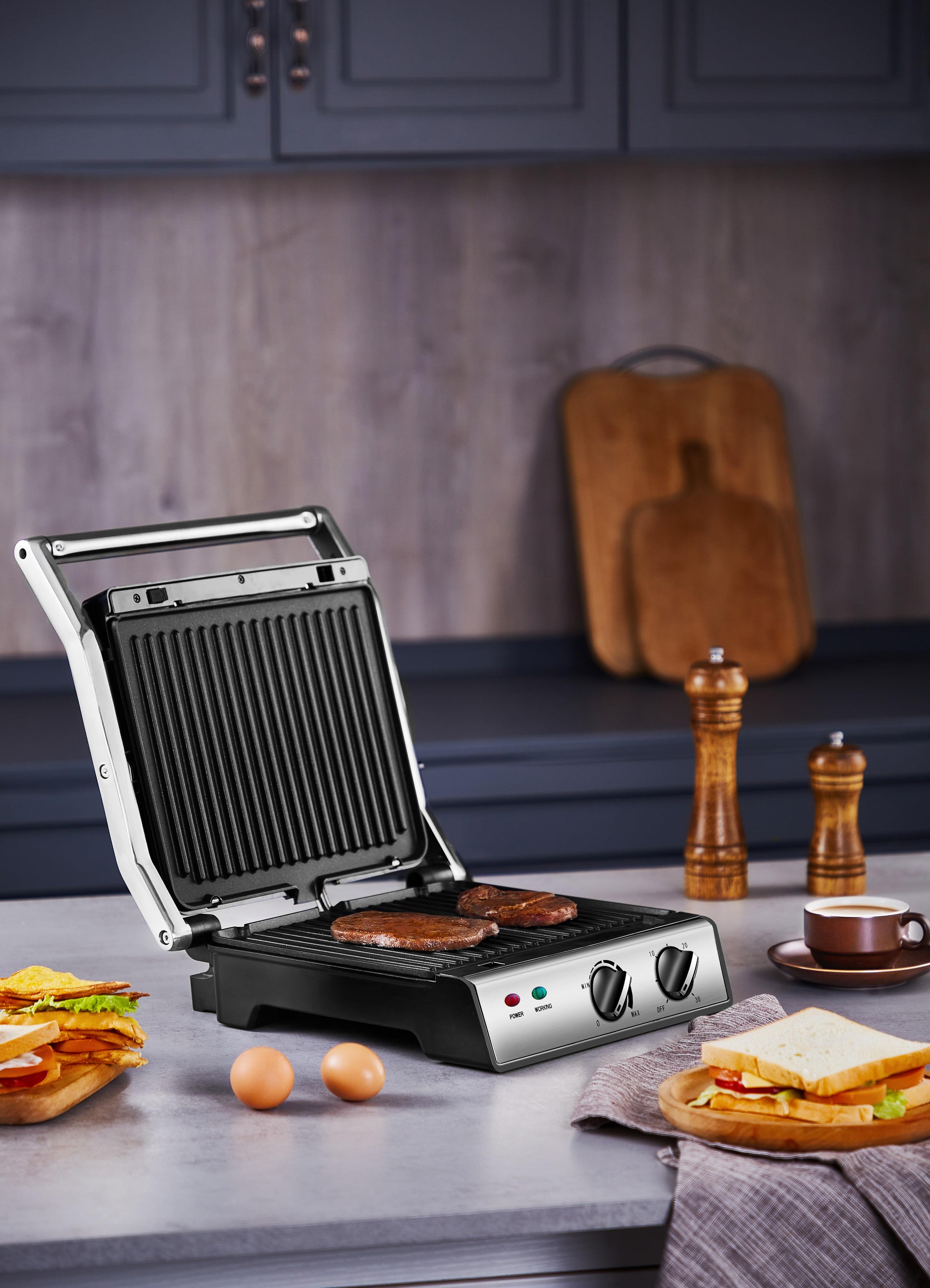 Steinborg 180° Kontaktgrill Timer Thermostat Anti-Rutsch-Füße 2000W