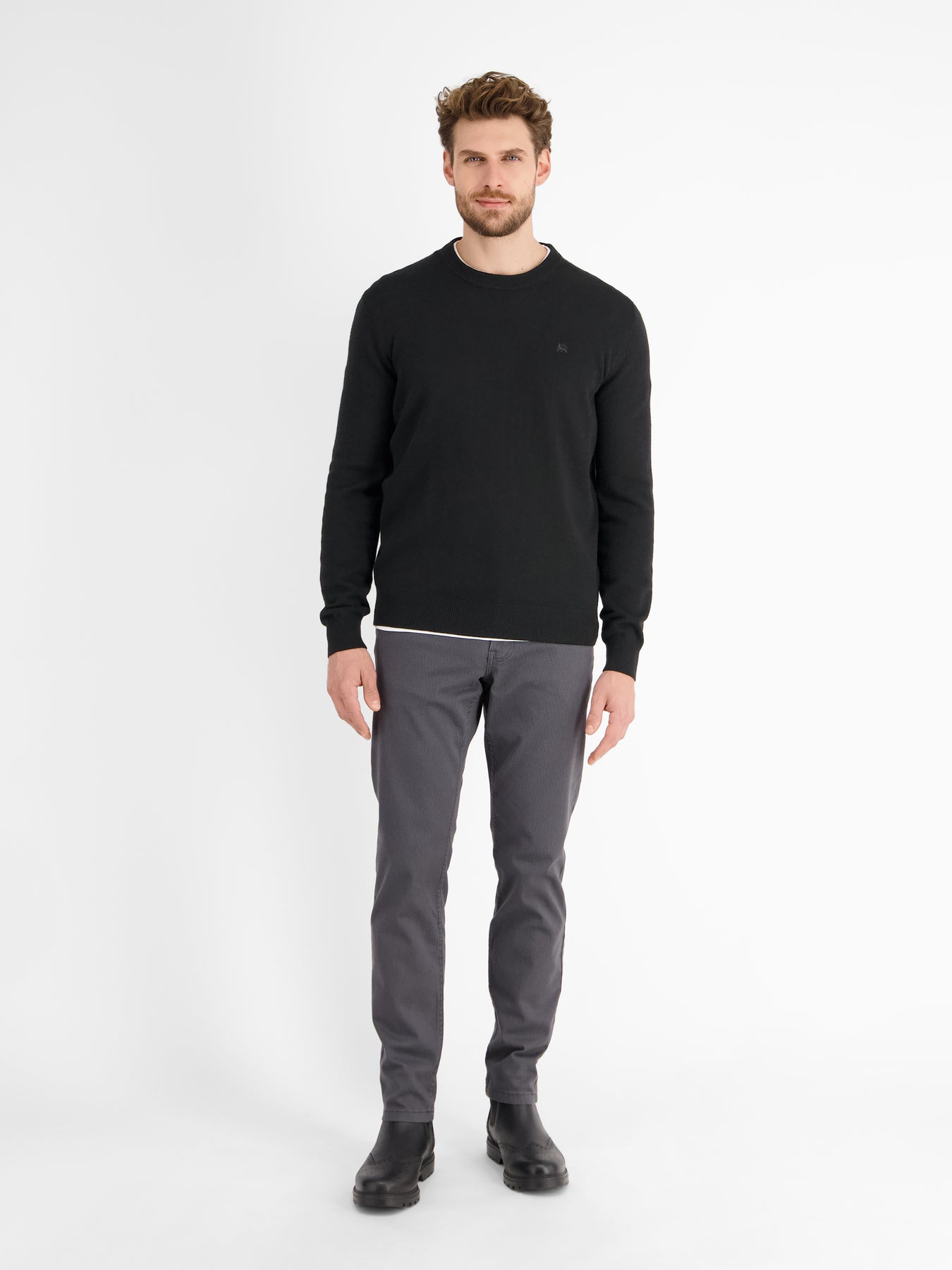 Strickpullover in weicher Schurwollqualität mit Kaschmiranteil