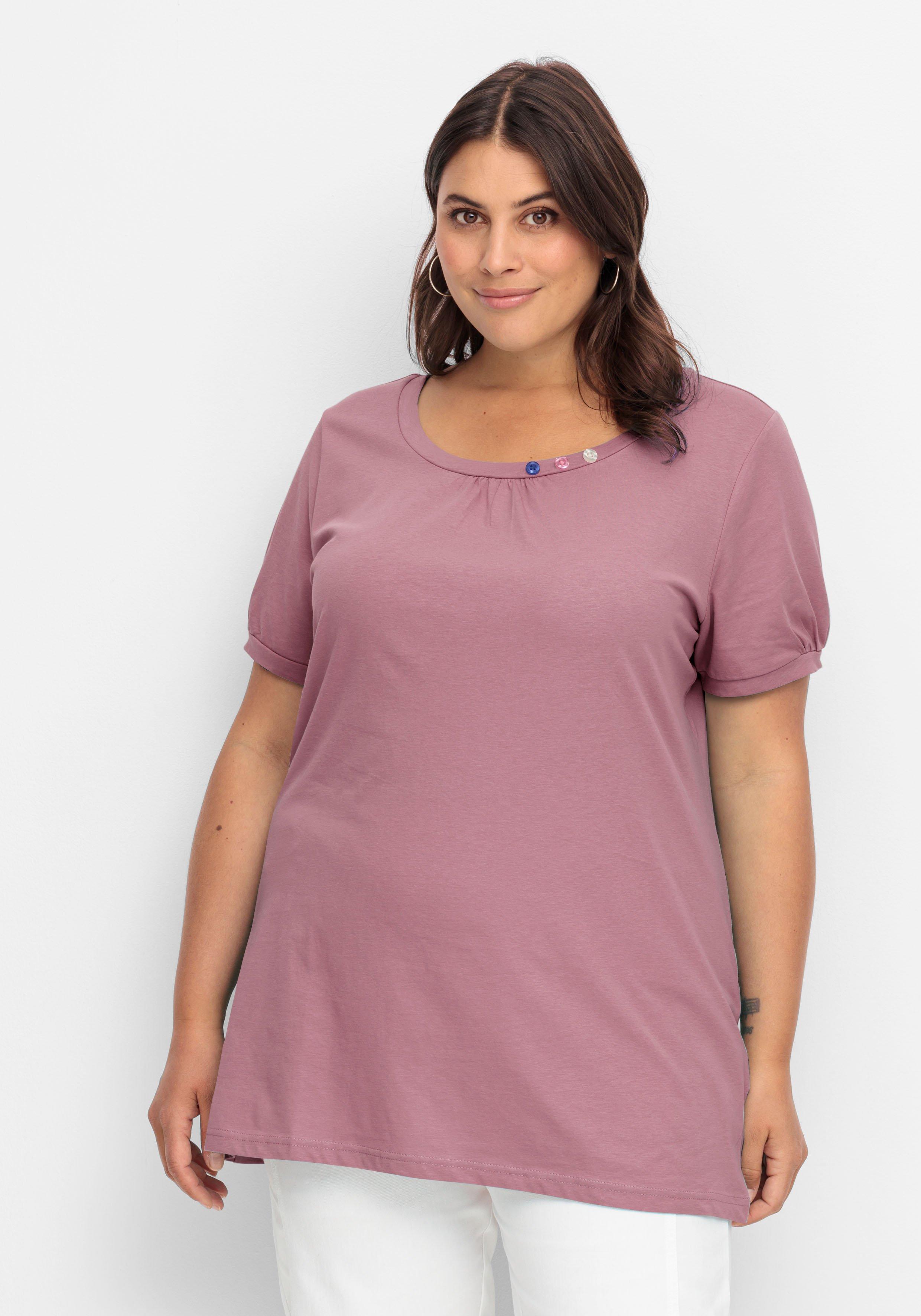 Longshirt mit Zierknöpfen am Ausschnitt