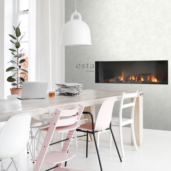 Estahome Betonlook Behang - 0,53 x 10,05 m - Licht Warm Grijs / Mat Wit