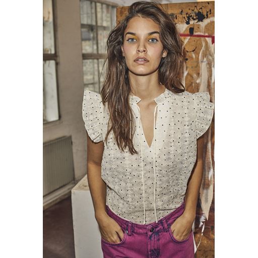 Co'Couture Evelyn Mini Dot Bluse, Off White, M