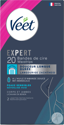 Veet Expert Bandes De Cire Froide Jambes Peaux Sensibles 20 Strips