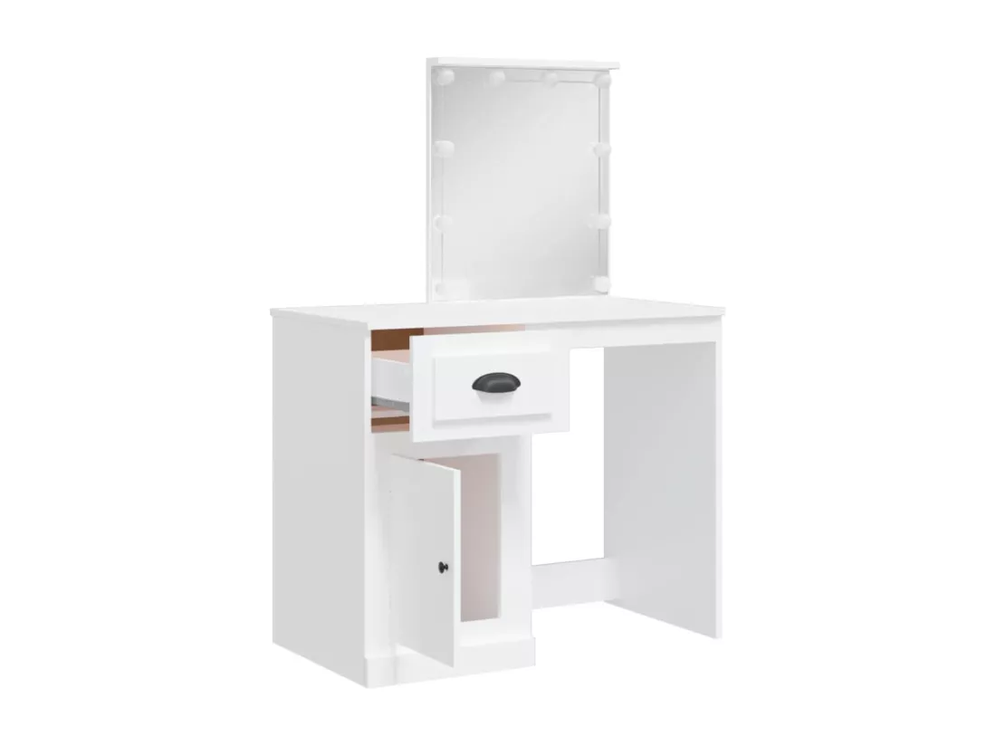 Coiffeuse avec lumières LED blanc 90x42x132,5 cm