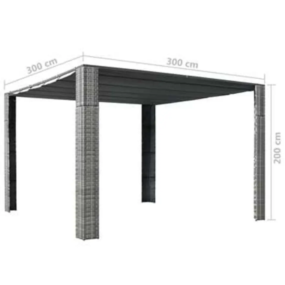 vidaXL - Prieel - Antraciet - Poly rattan - 300 x 300 x 220 cm