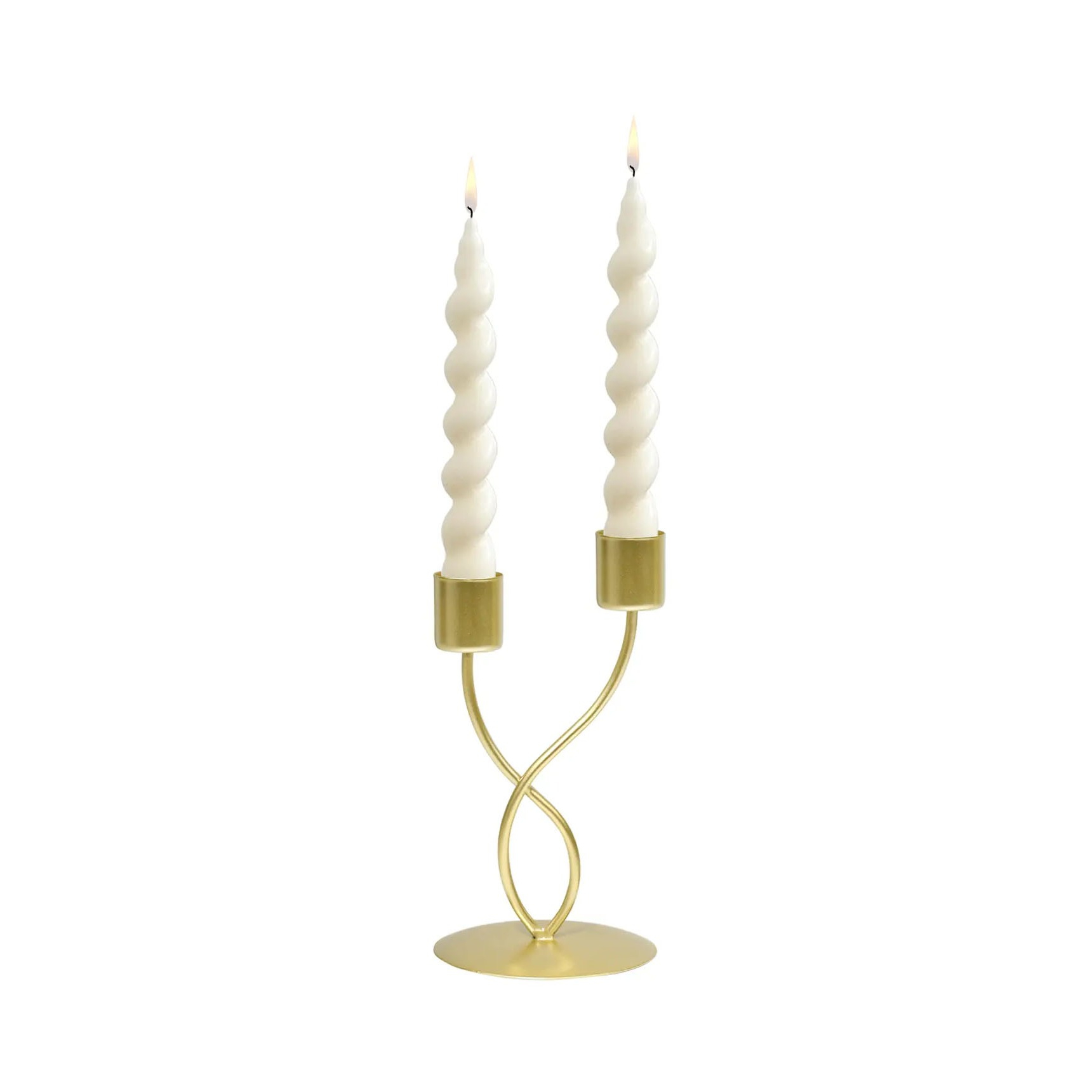 (17x9cm) 2-fach Metall Deko Kerzen Ständer Modernes Home Accessoire Stabkerzen Halter - Gold