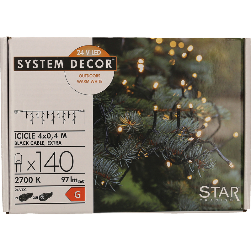 Star Trading System Decor LED-Lichterkette Icicle, 4 m, schwarz