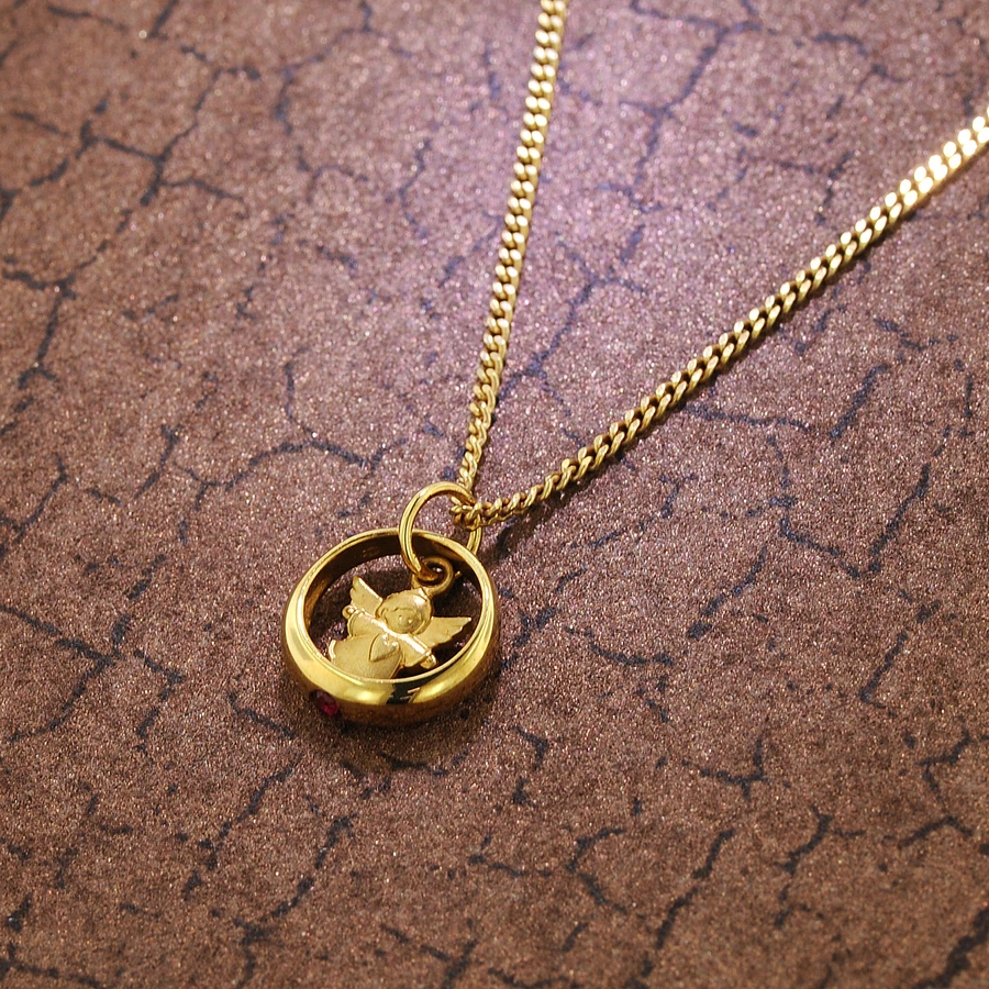 trendor Gold Taufring-Anhänger mit goldplattierter Halskette gold
