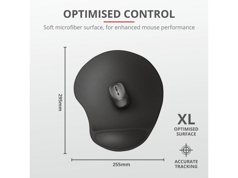 Trust Mausmatte Bigfoot XL Schwarz Ergonomisches Soft-Mauspad mit Handballenauflage