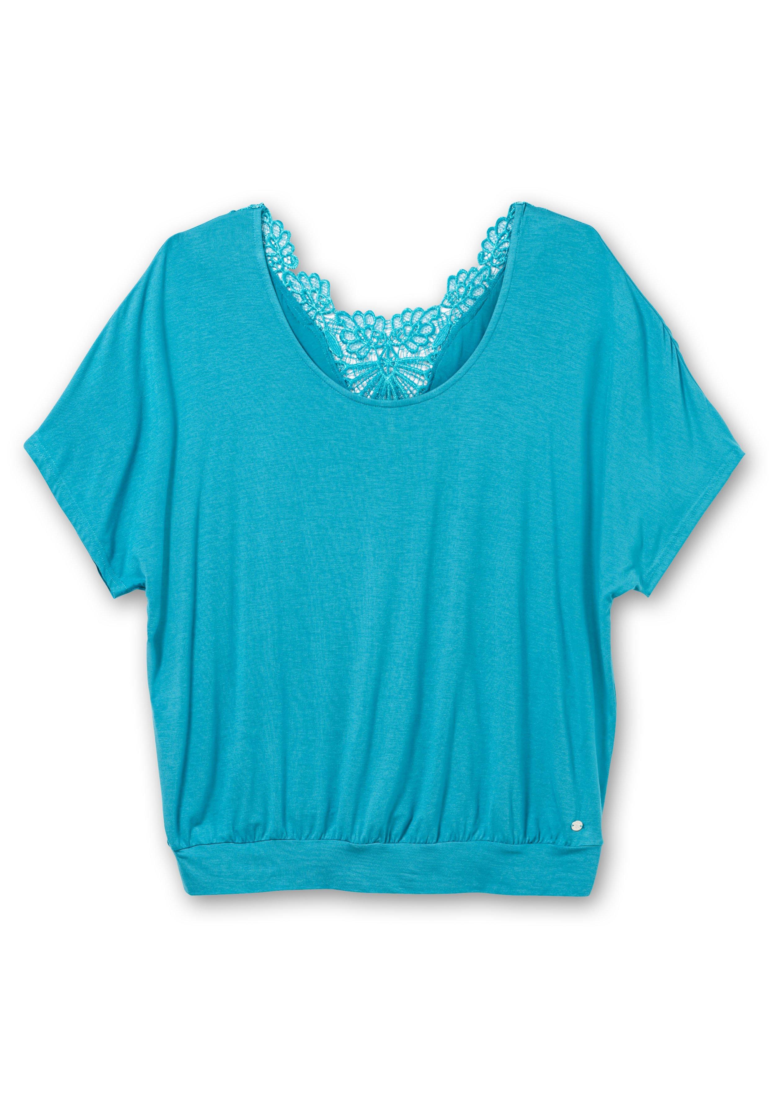 Jerseyshirt mit Einsatz aus Spitze im Nacken