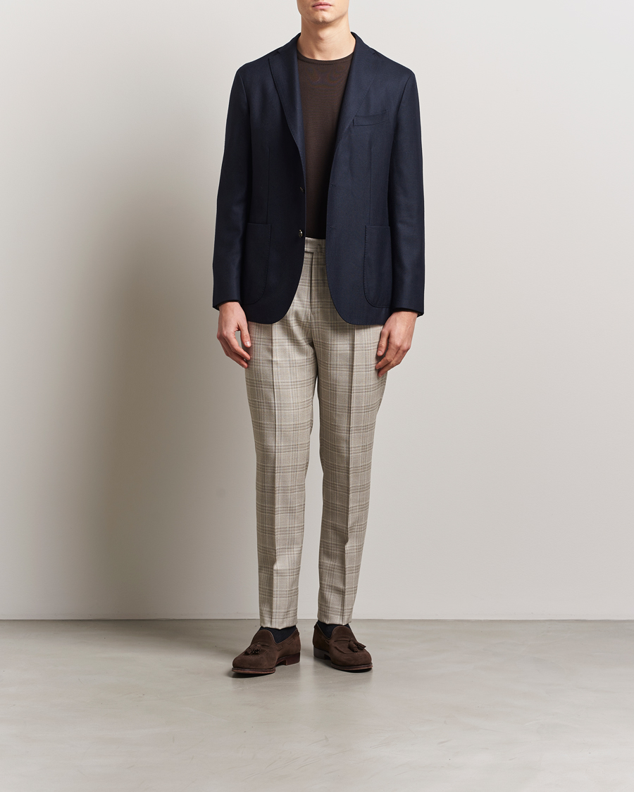 PT01 Gentleman Fit Check Wool Trousers Beige