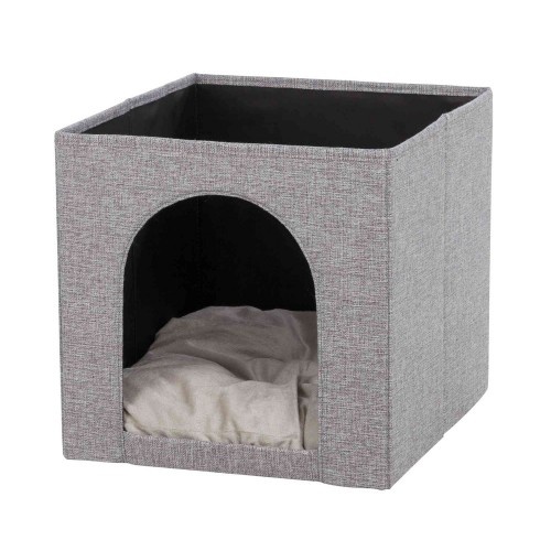 Cama dobrável em forma de caverna Trixie Ella, cinza, para gatos.