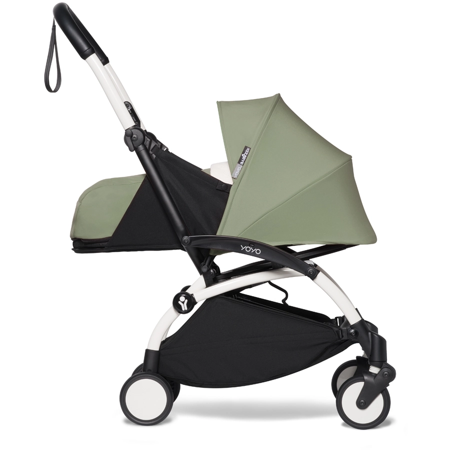 BABYZEN Kinderwagen YOYO2 0+ White mit Neugeborenenaufsatz Olive