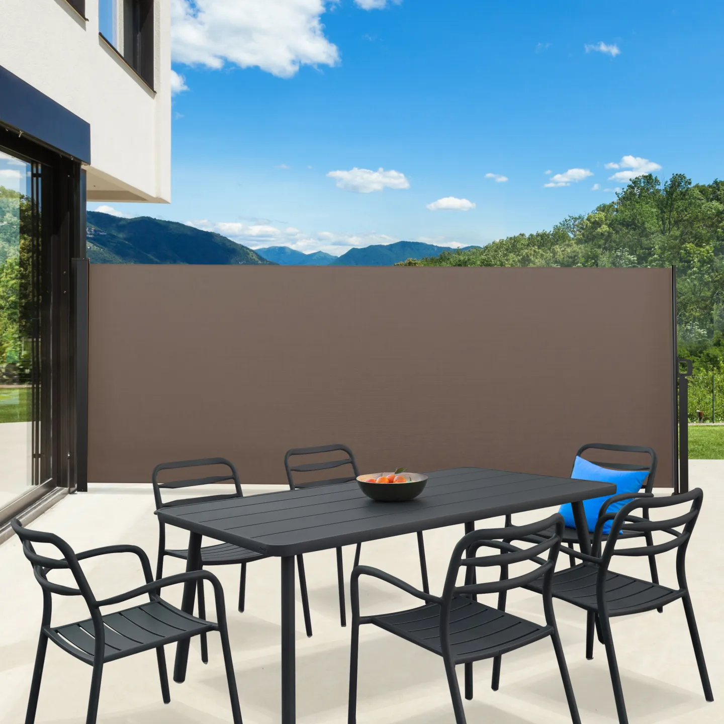 Paravent extérieur rétractable 180 x 400 CM taupe store latéral