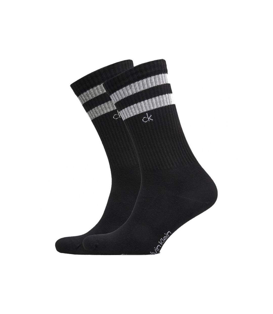 CALVIN KLEIN Lot de 2 paires de Chaussettes Homme Coton STRIPE Noir