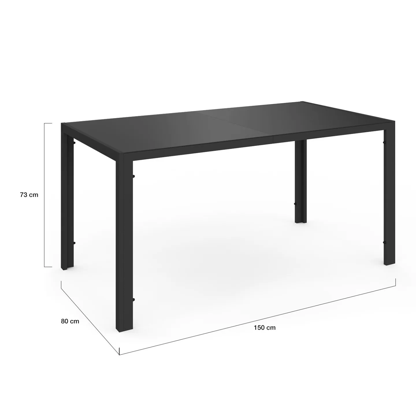 Salon de jardin MADRID table 150 CM et 6 chaises empilables noir