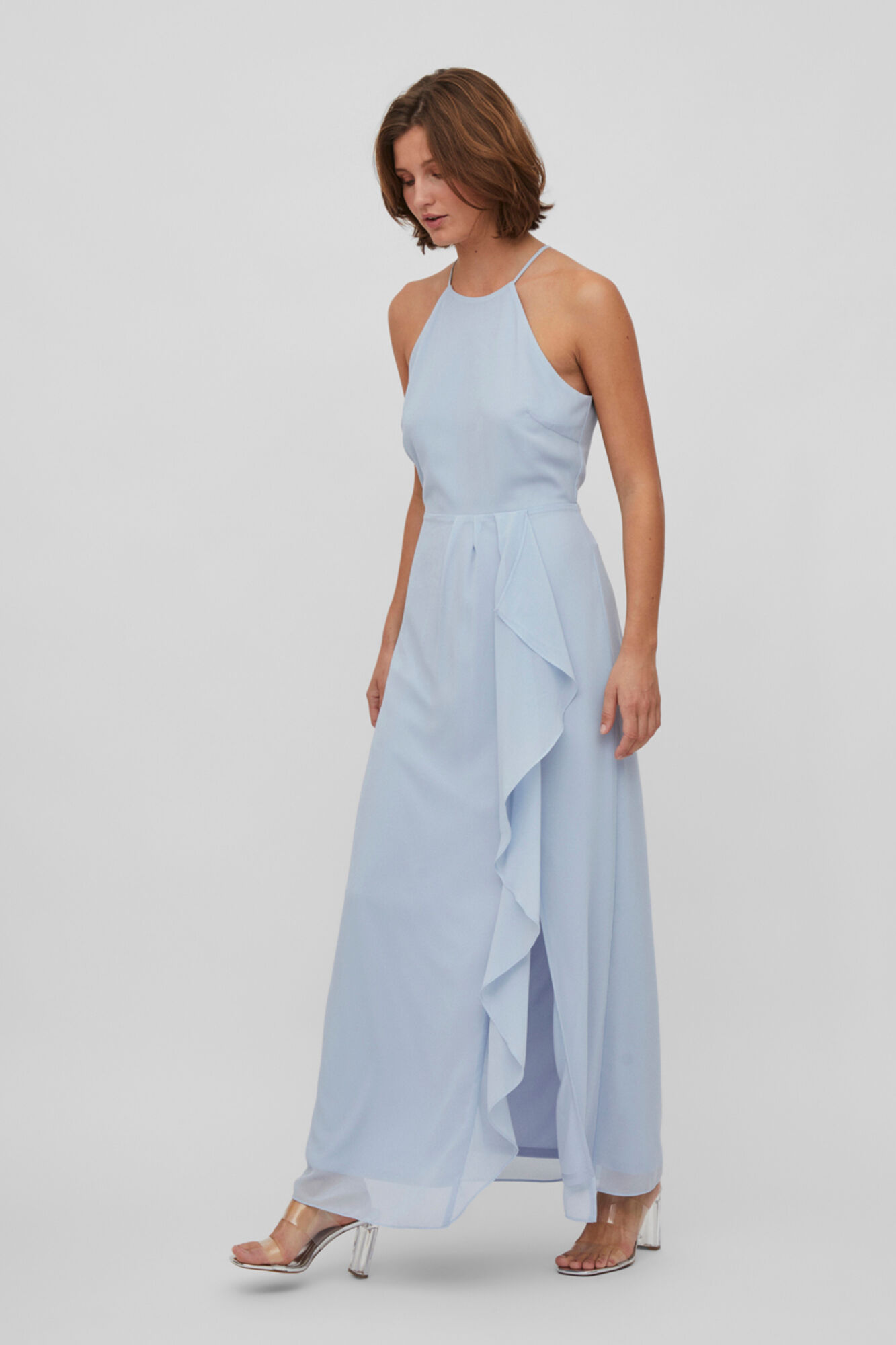 Vestido com decote halter - Azul