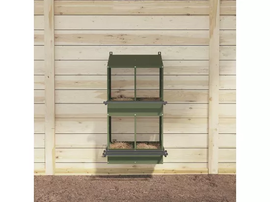Nichoir à poules avec 4 compartiments vert olive métal