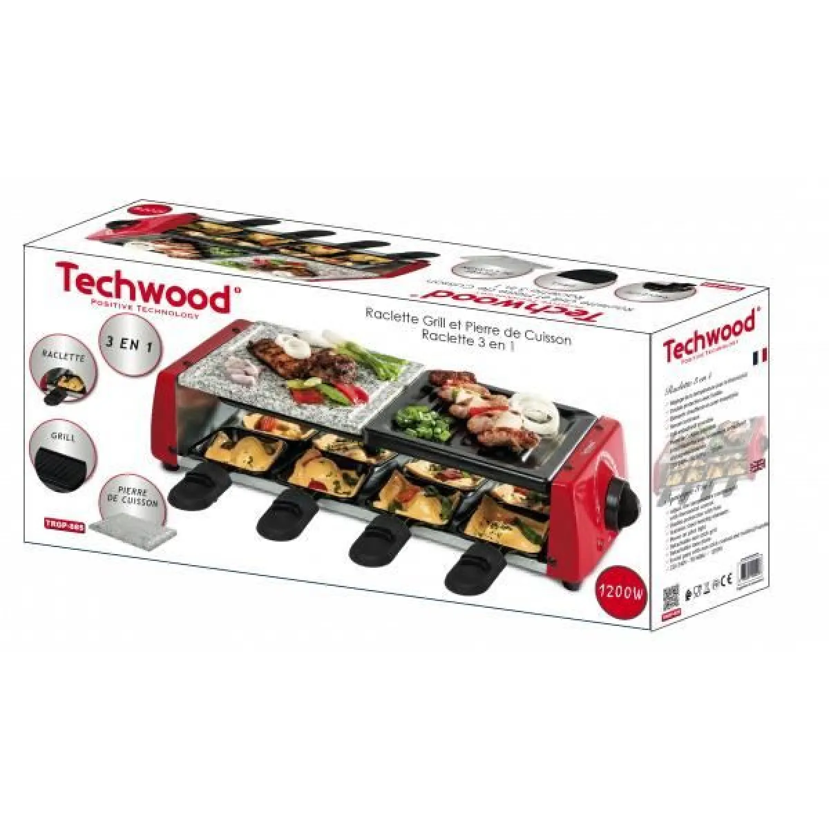 TECHWOOD Appareil Raclette 8 personnes - Noir/Argent