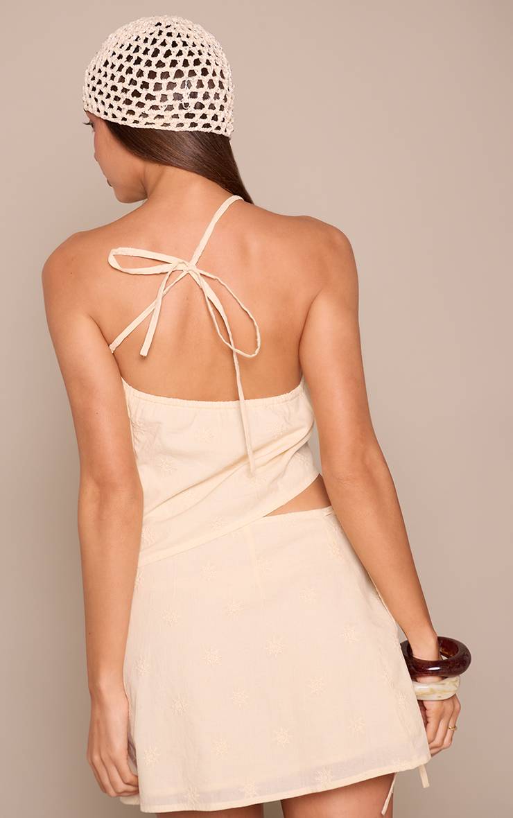 Citron Ensemble Haut À Une Épaule Avec Broderie Florale