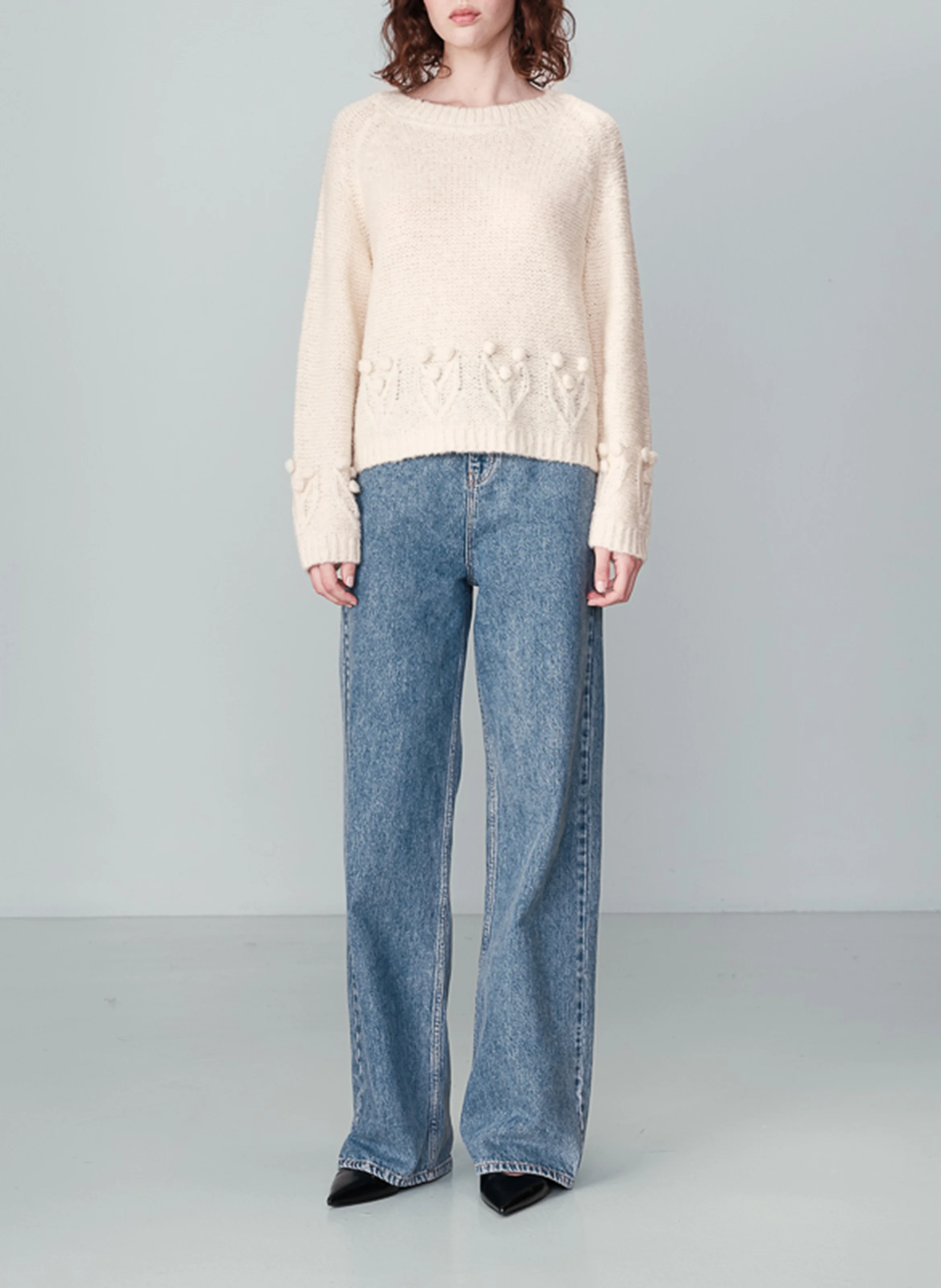 NAURINE - Pull col rond| Beige