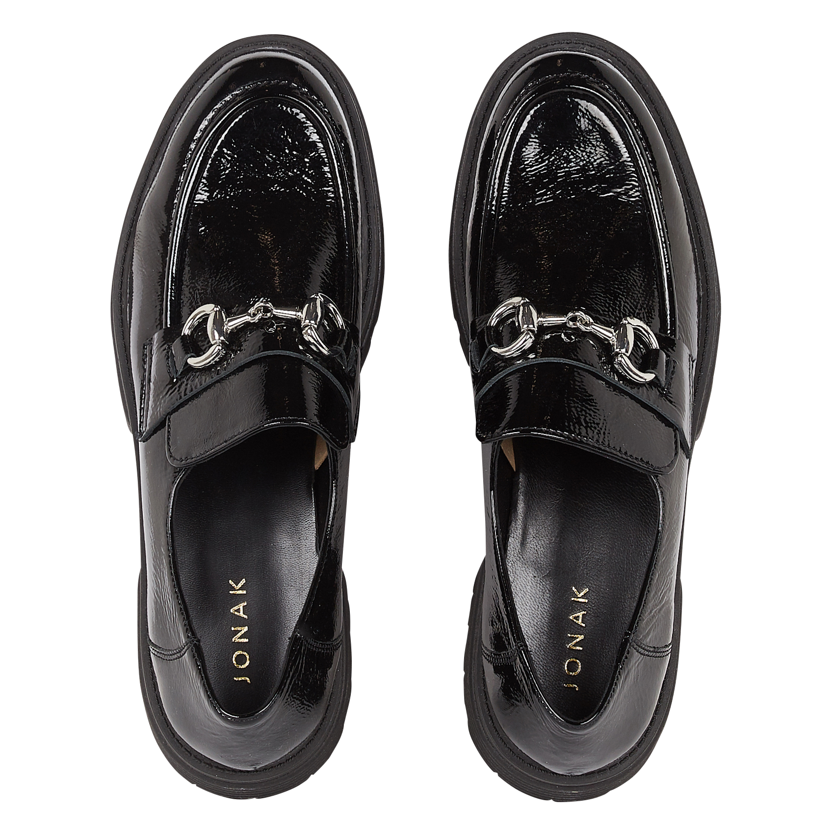 ANTON - Mocassins en cuir verni froissé| Noir