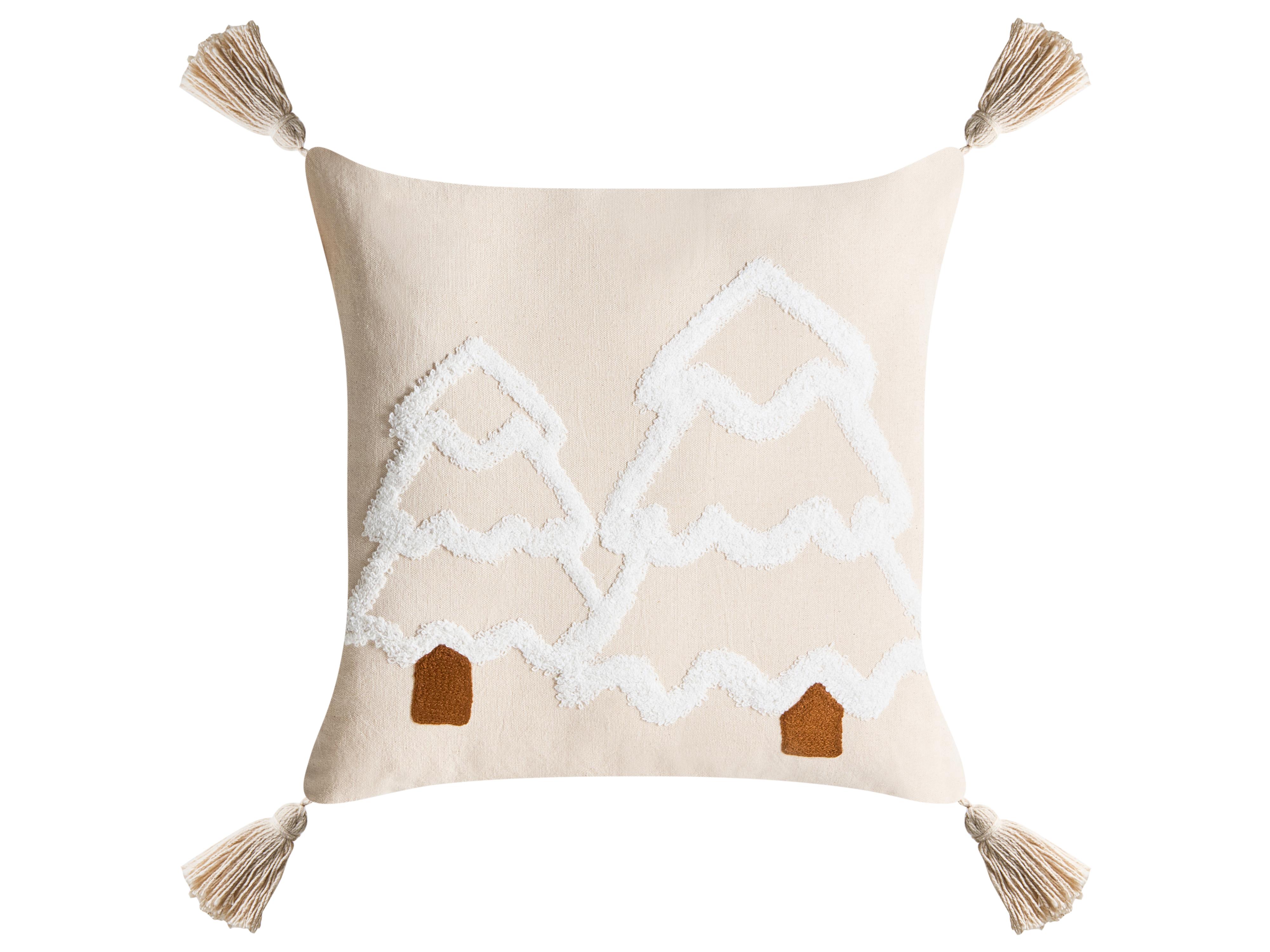 Set van 2 sierkussens INTSIA Katoen 30 x 50 cm 45 x 45 cm Lichtbeige kerstmotief