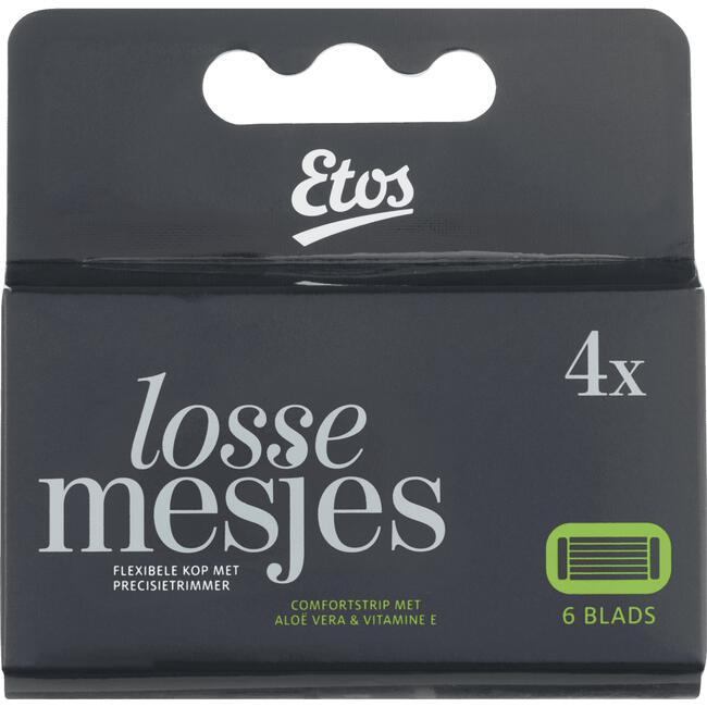 Etos Scheermes Man Navul 6 Blads Zwart 4 stuks