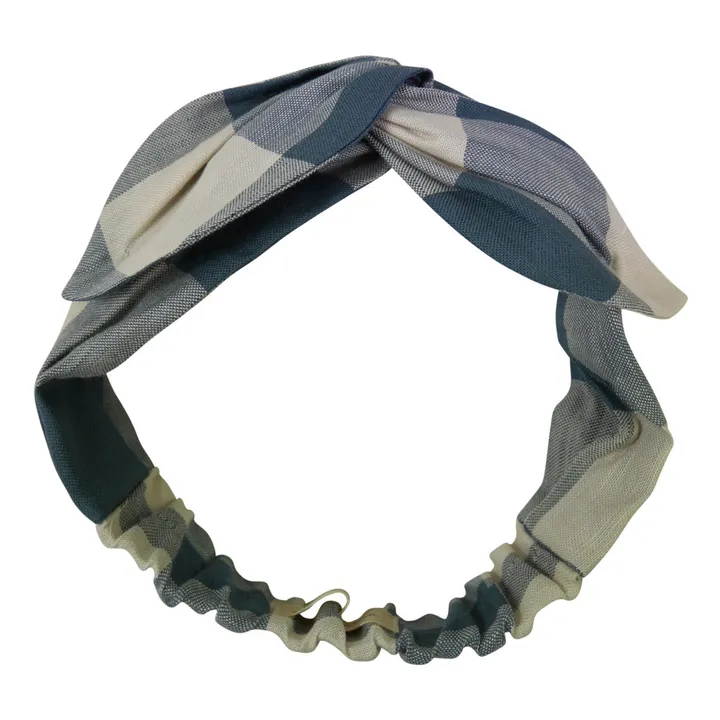 La Petite Collection Headband Lin Carreaux | Bleu