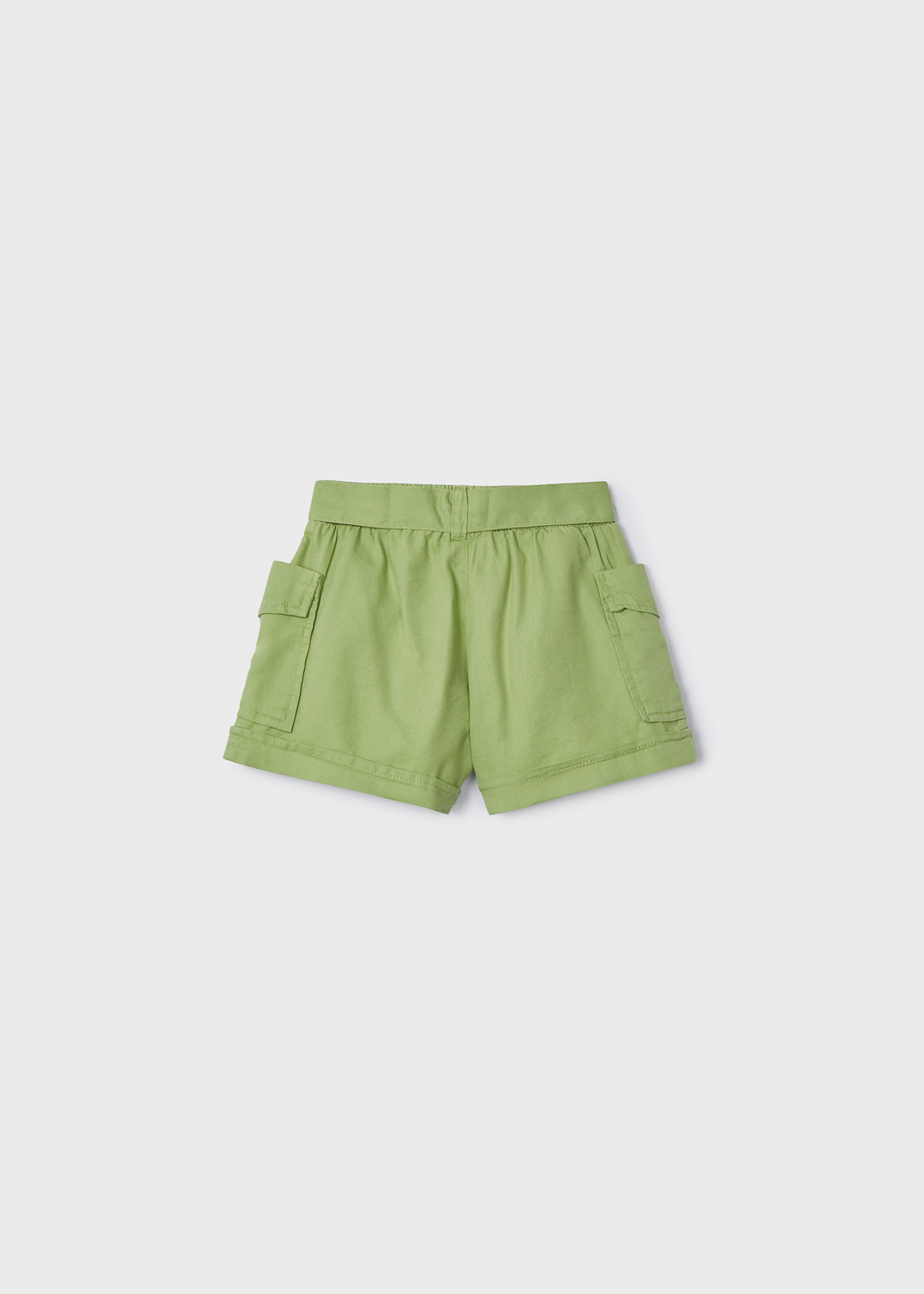 Calções para menina com bolsos, em ganga escura.