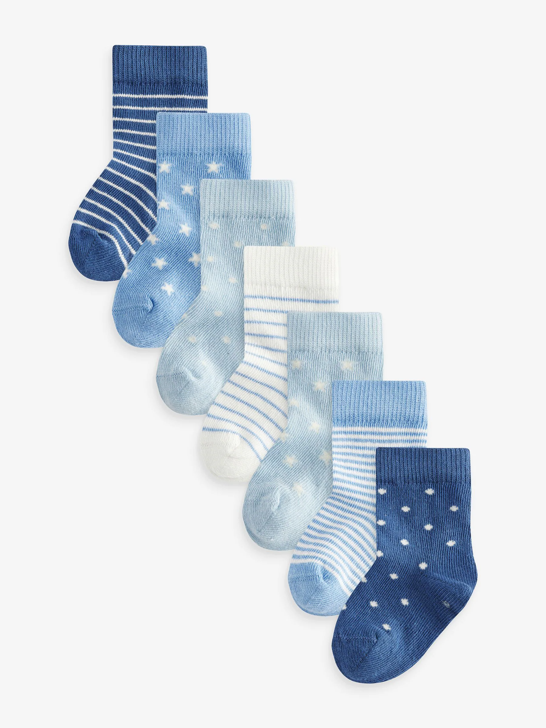Blauw/wit - Verpakking van 7 paar babysokken (0 mnd-2 jr)