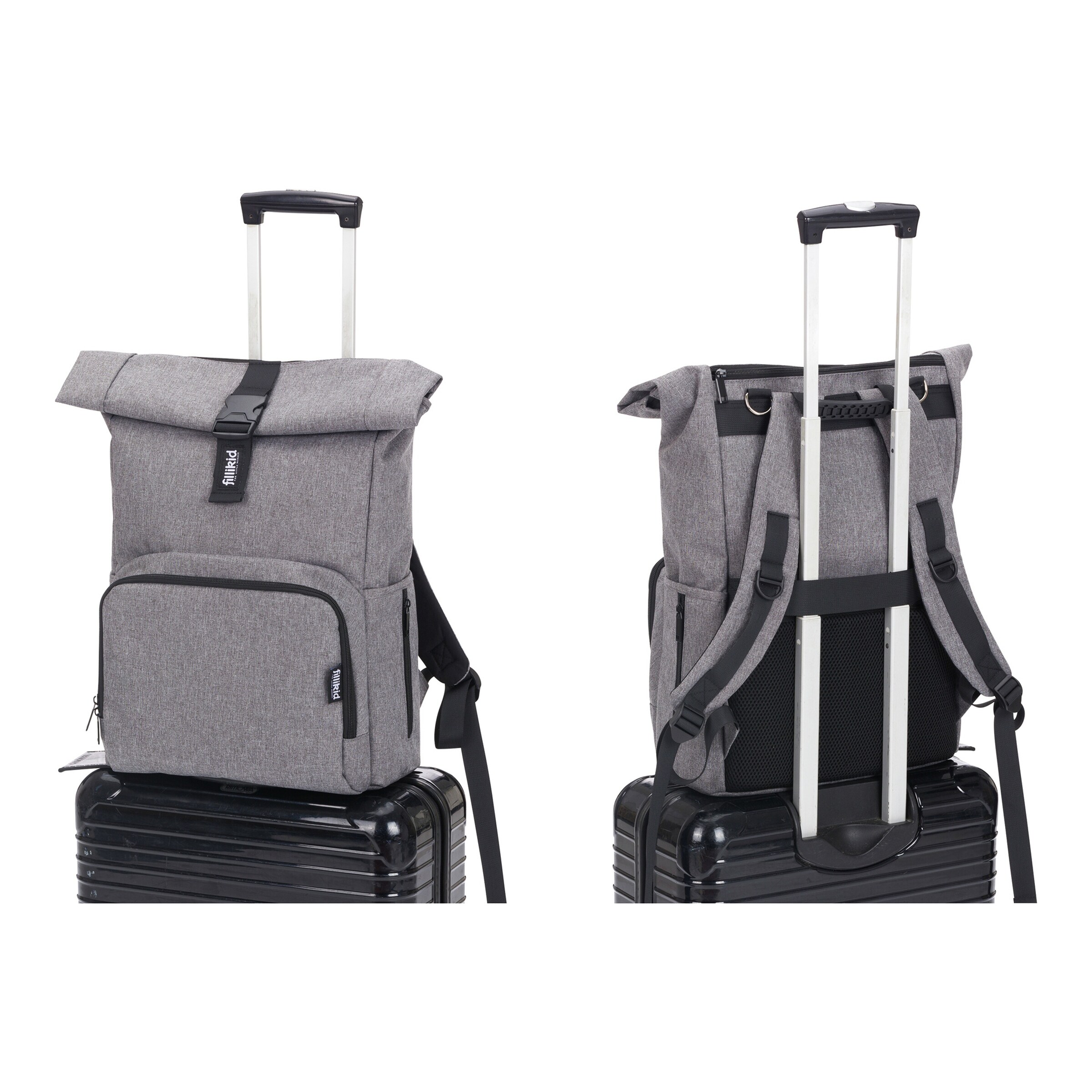 Fillikid Wickelrucksack Rolltop Tokio grau